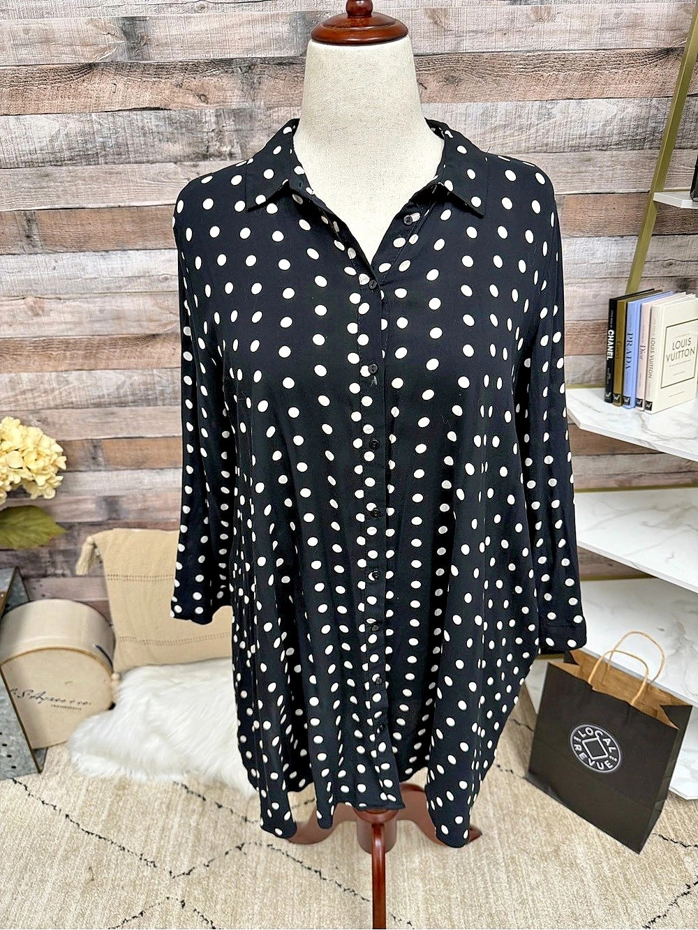 Zara Polka Dot Blouse in Black & White